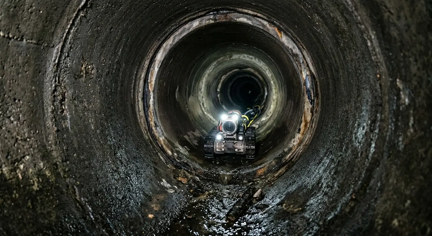 Robotic sewer camera inspecting pipe interior for Sewer Line Repair in Colebrookdale